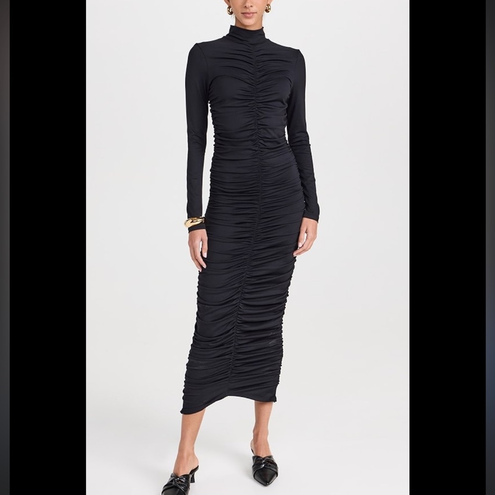 Susana Monaco Mock Gathered Long Sleeve Dress in BLACK